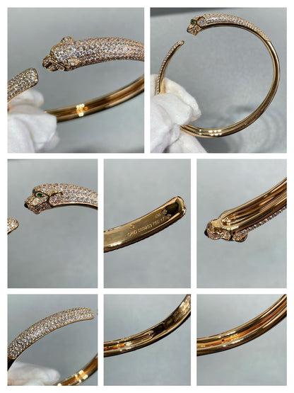 [BLUE TEARS] PANTHERE OFFENES ARMBAND MIT VOLLEN DIAMANTEN
