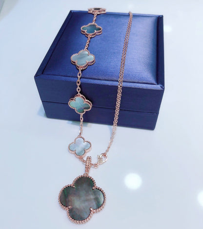 [BLUE TEARS]KOMBI-ARMBAND 5 MOTIVE UND HALSKETTE DUNKEL MOP ROSÉGOLD
