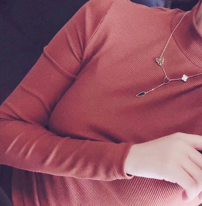 [BLAUE TRÄNEN]LUCKY SPRING 4 MOTIVE ROSÉGOLD HALSKETTE