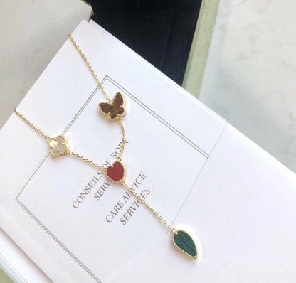 [BLAUE TRÄNEN]LUCKY SPRING 4 MOTIVE ROSÉGOLD HALSKETTE