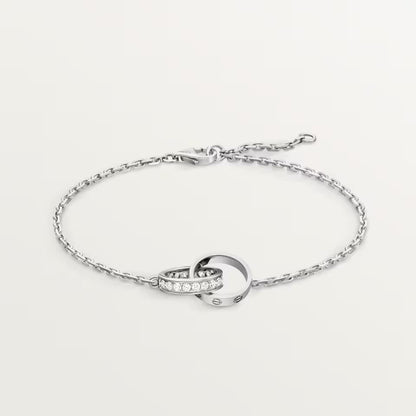 [Blue Tears Jewelry]LOVE DOUBLE RING HALF DIAMOND BRACELET