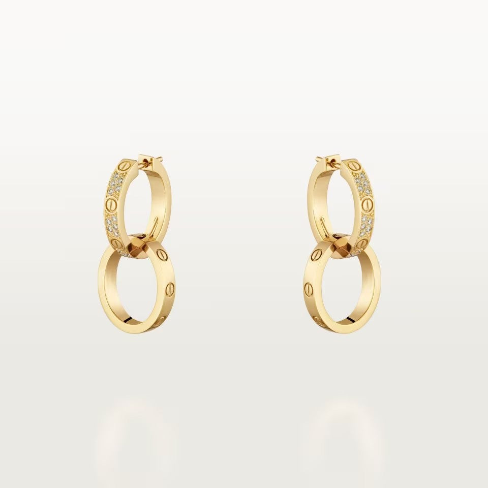 [Blue Tears Jewelry]LOVE 3.3MM DANGLE HALF DIAMOND EARRINGS