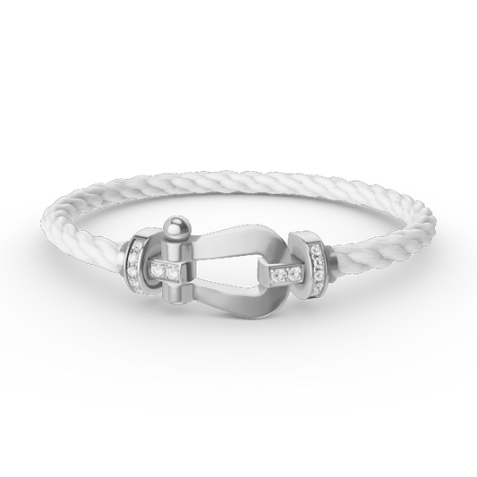 [BLAUE TRÄNEN]FORCE GROSSES HUFEISEN-HALBDIAMANTARMBAND SILBER