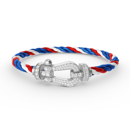 [BLAUE TRÄNEN]FORCE GROSSES HUFEISENARMBAND MIT DIAMANTEN SILBER