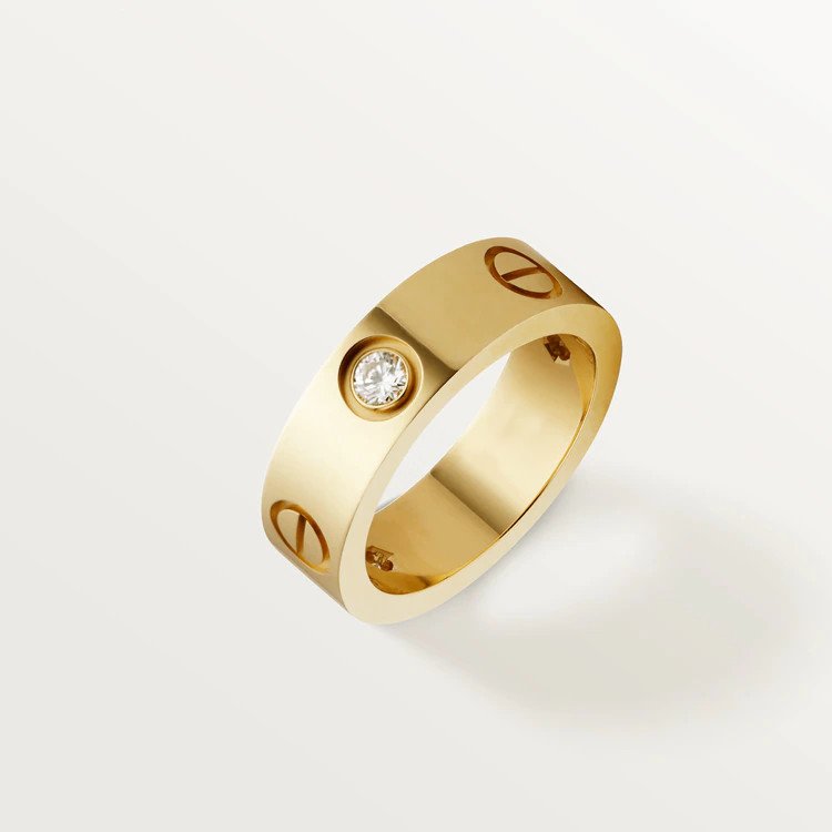 [BLAUE TRÄNEN] LIEBESRING 5,5 MM 3 DIAMANTEN ROTGOLD