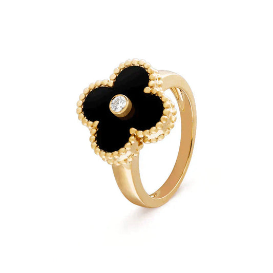 [BLAUE TRÄNEN]KLEE-ONYX-RING GOLD DIAMANT