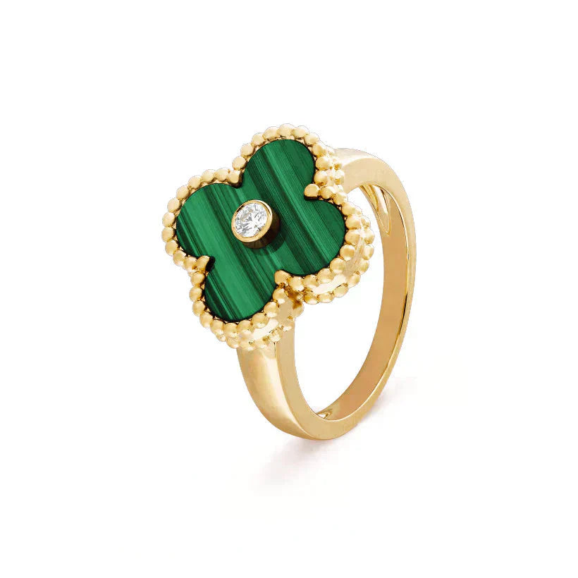 [BLAUE TRÄNEN]KLEE MALACHIT RING GOLD DIAMANT