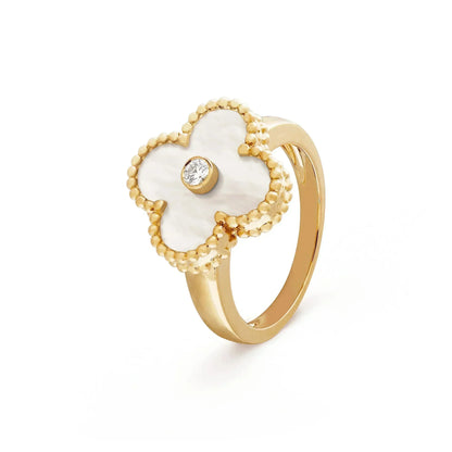 [BLAUE TRÄNEN]CLOVER PINK MOP RING GOLD DIAMANT