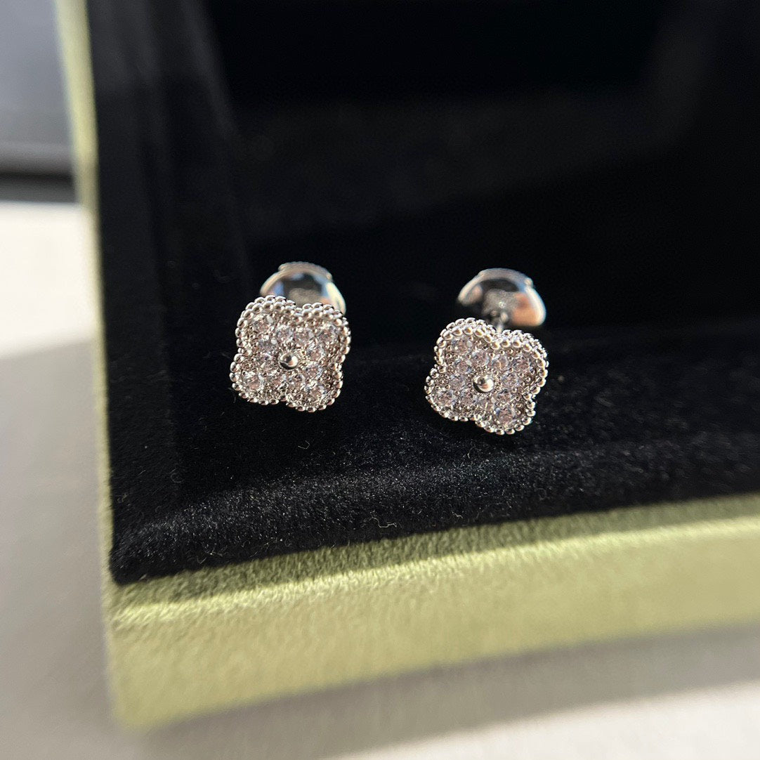 [BLAUE TRÄNEN]CLOVER MINI DIAMANT OHRSTECKER
