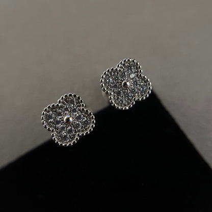 [BLAUE TRÄNEN]CLOVER MINI DIAMANT OHRSTECKER