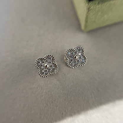 [BLAUE TRÄNEN]CLOVER MINI DIAMANT OHRSTECKER