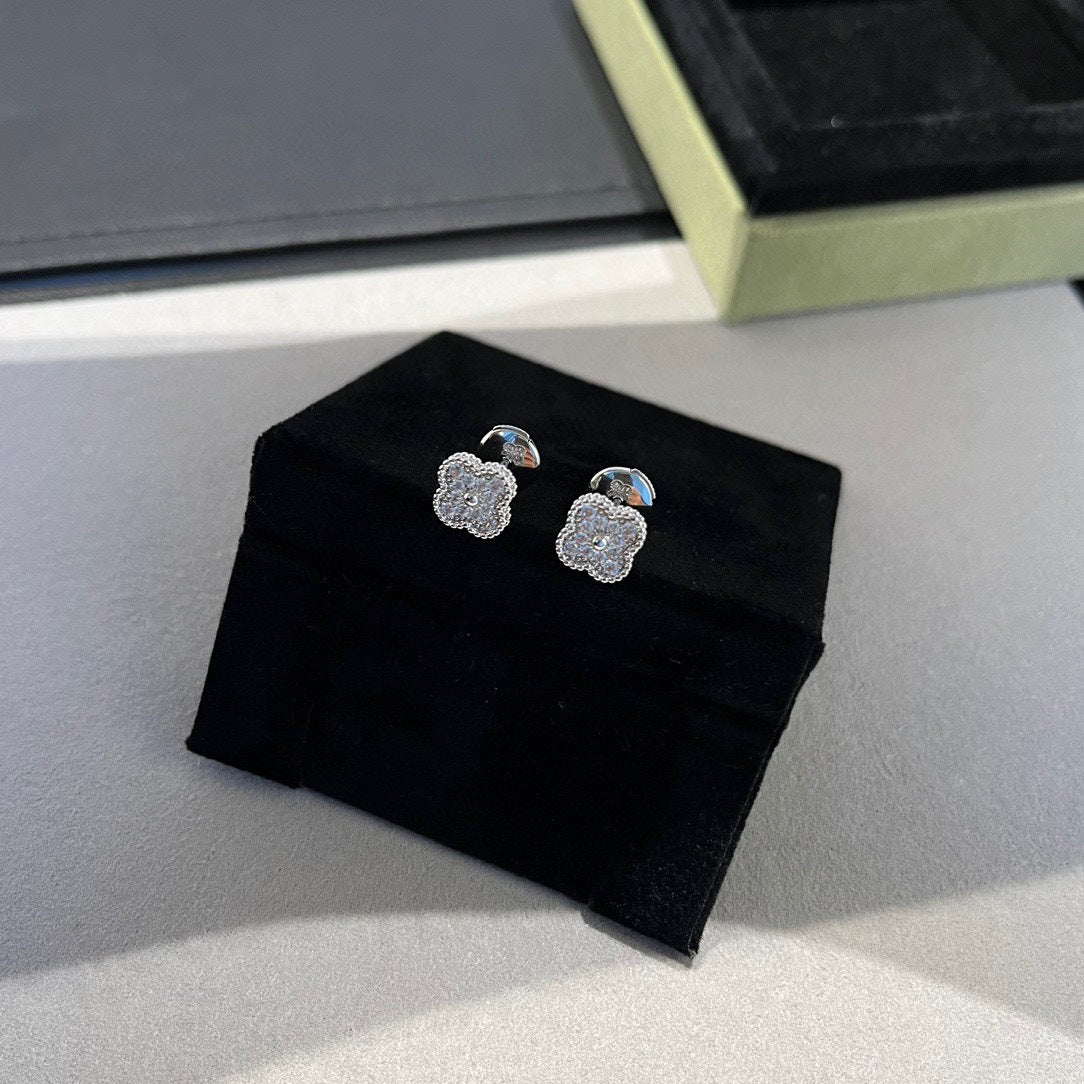 [BLAUE TRÄNEN]CLOVER MINI DIAMANT OHRSTECKER