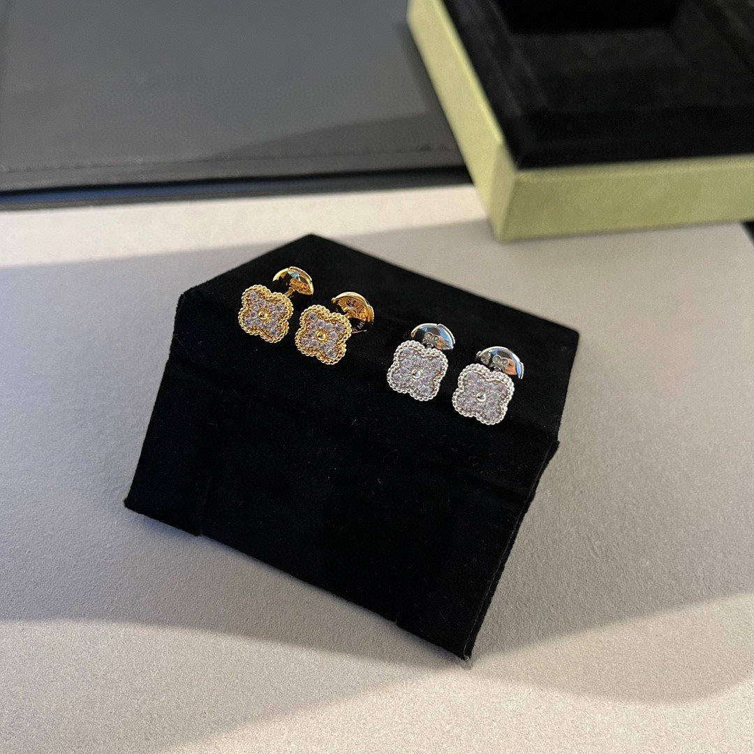[BLAUE TRÄNEN]CLOVER MINI DIAMANT OHRSTECKER