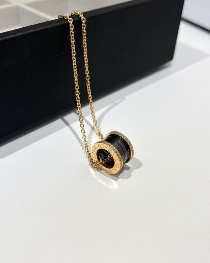 [BLAUE TRÄNEN]ZERO 1 SCHWARZE KERAMIK DIAMANT ROSGOLD HALSKETTE