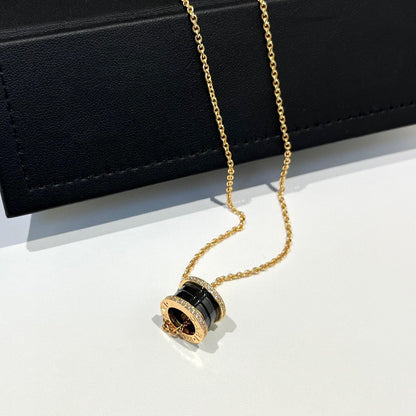 [BLAUE TRÄNEN]ZERO 1 SCHWARZE KERAMIK DIAMANT ROSGOLD HALSKETTE