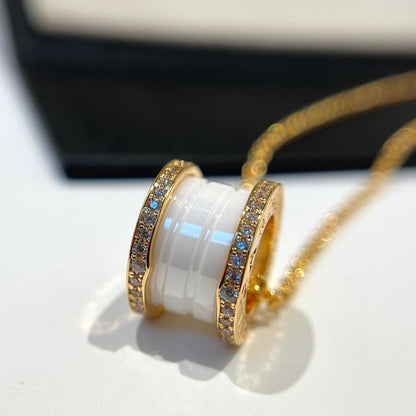 [BLAUE TRÄNEN]ZERO 1 WEISSE KERAMIK DIAMANT ROSGOLD HALSKETTE